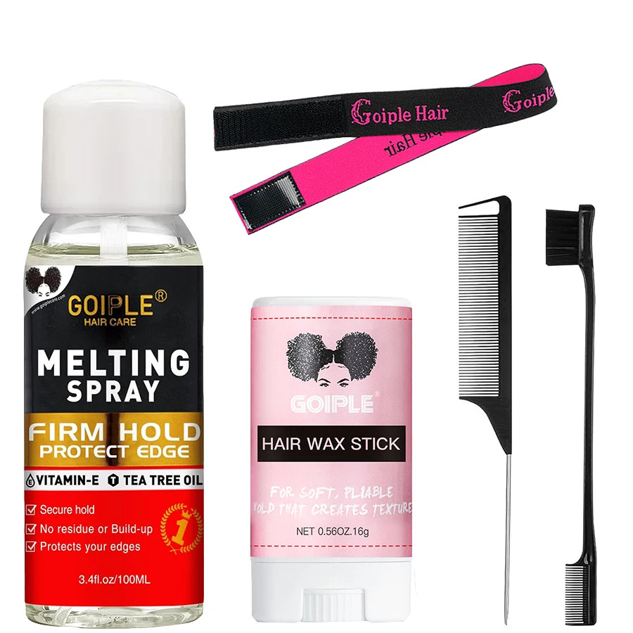 Goiple Lace Melting Spray Kit with Wig Glue Hair Wax Stick Waterproof Strong Hol