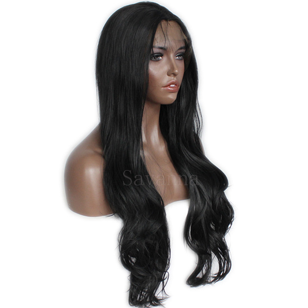 Brazilian Long Natural Wavy Lace Front Wig Synthetic Hair Soft Fiber Black Women