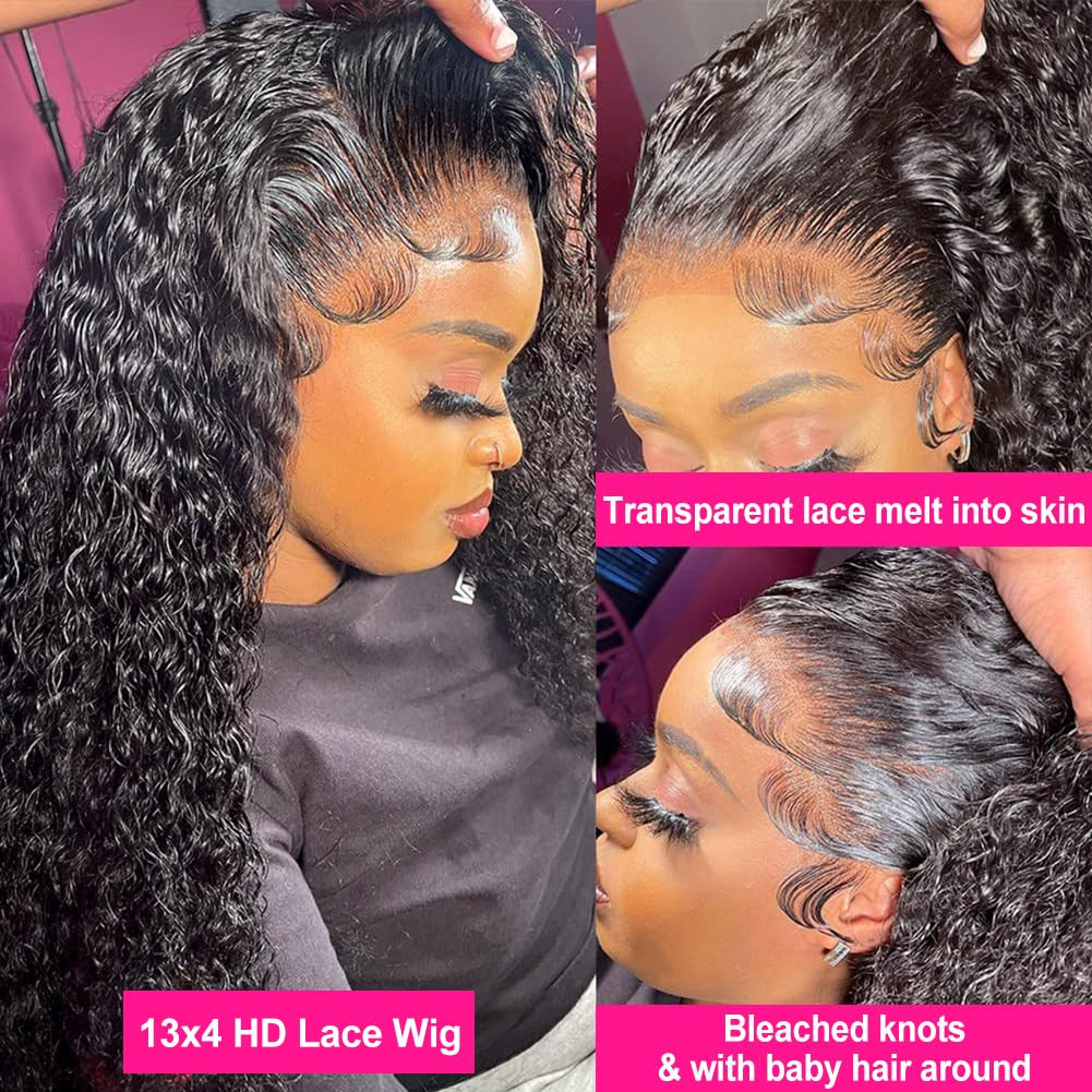 13×4 HD Transparent Lace Front Wigs Human Hair Pre plucked Bleached Knots