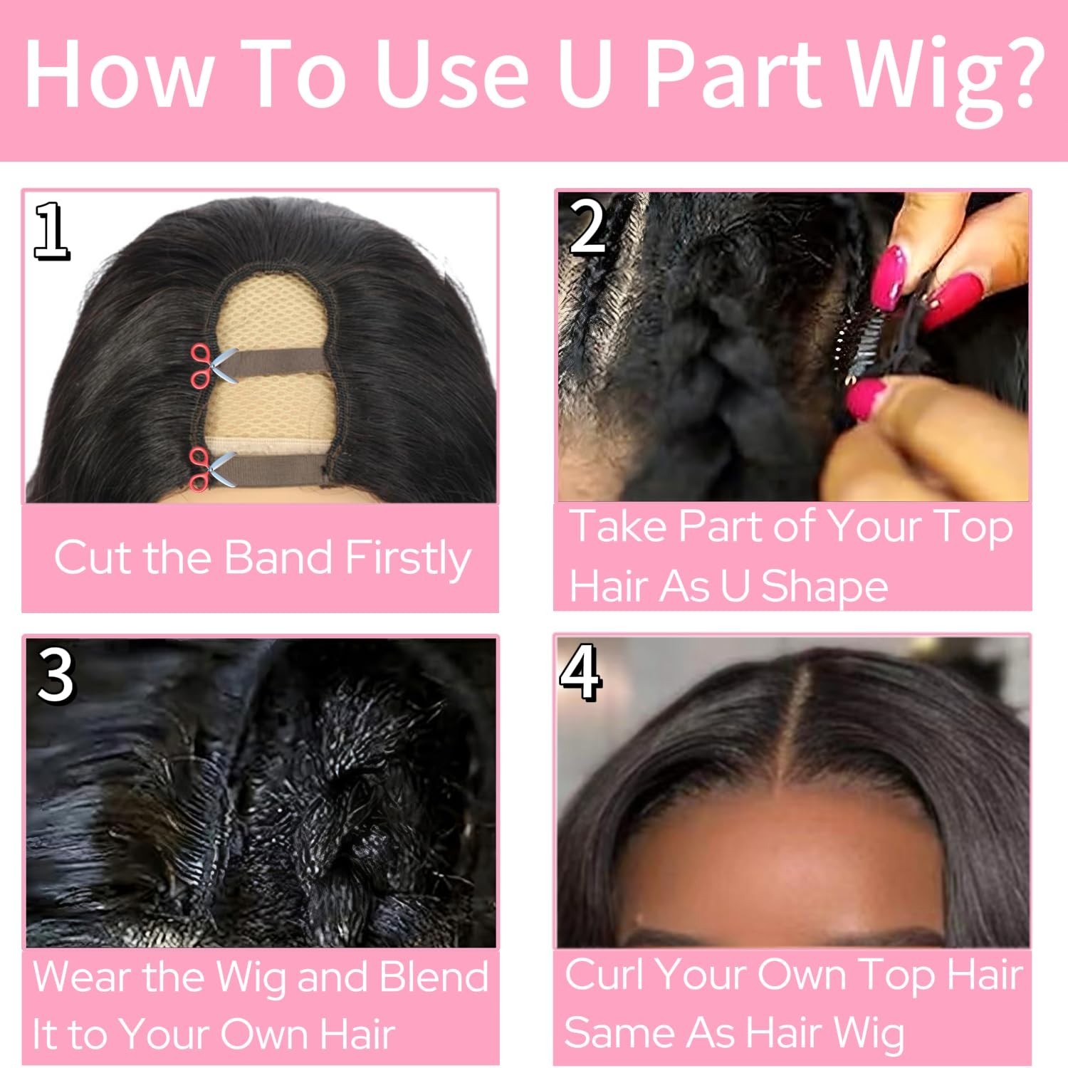 Human Hair Wig Body Wave Upgrade U Part Human Hair Wig U Shape Clip In Half Wig