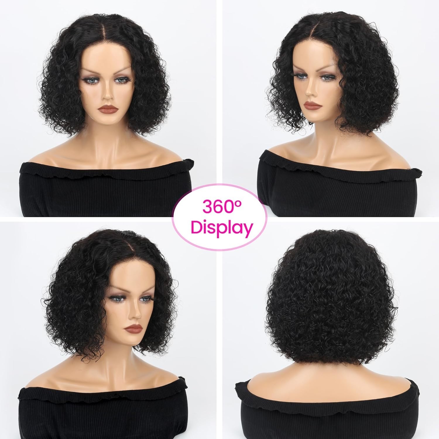 Wear and Go Glueless Wigs Human Hair Pre Plucked Pre Cut Curly Bob 4X4 Lace Wig