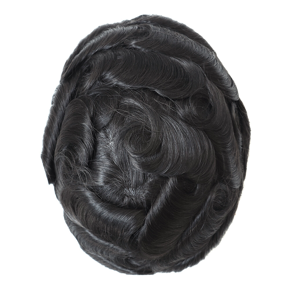 Mens Toupee Real Human Hair Thin Skin Hairpieces Replacement Systems Hair 8X10”