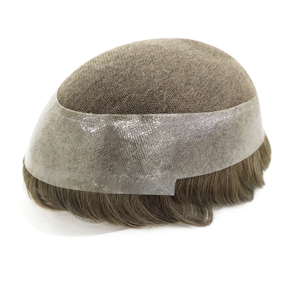 男式 Toupee 人类头发替换系统法国花边皮肤发片澳大利亚-