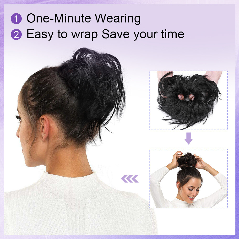 Messy Bun Piece Real As Human Hair Elastic Scrunchie Updo Ponytail Extensions US