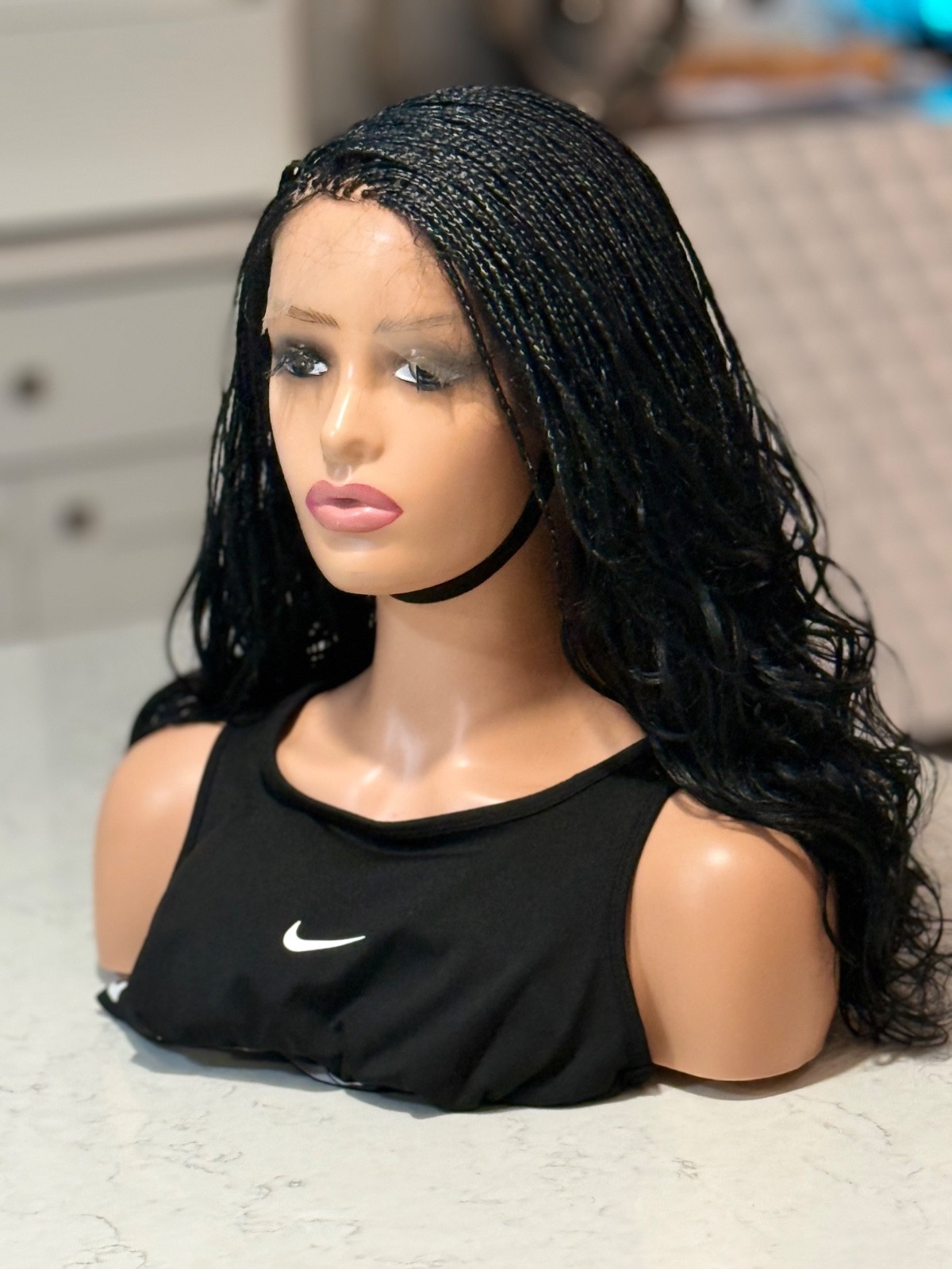 Braided French curls wig. Three tone wavy wig. Made on a full lace wig. 18”long.