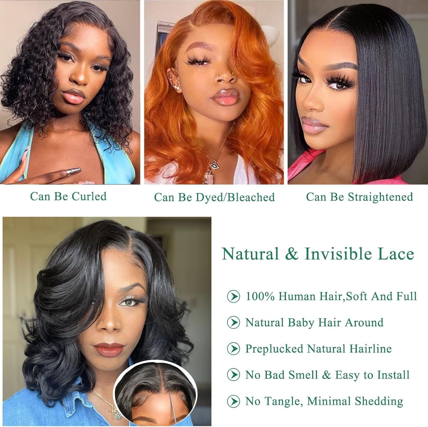 Wear and Go Glueless Wig Body Wave Bob Wig Human Hair Pre Cut 4×4 Lace Front wig