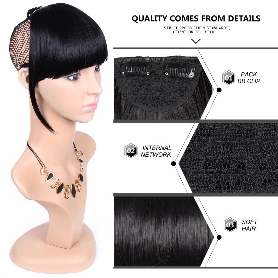 2Pcs Clip in Bangs Synthetic French Bangs Hair Clip Fake Bangs for Women Natural