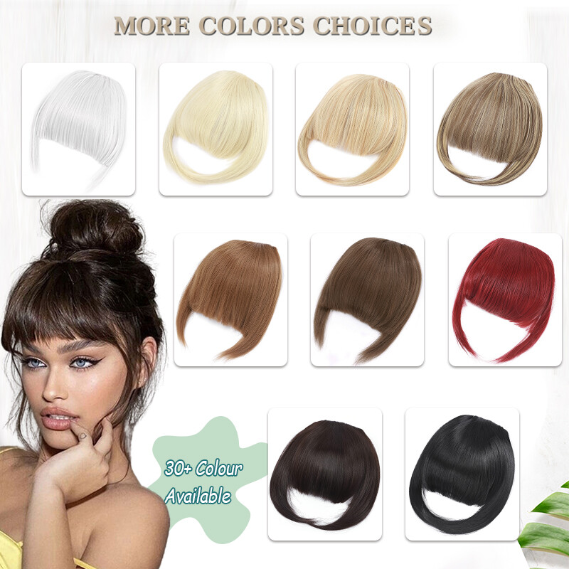 Neat Bangs Clip in on Fringe Hair Extensions Thick Thin As Human Front Hairpiece
