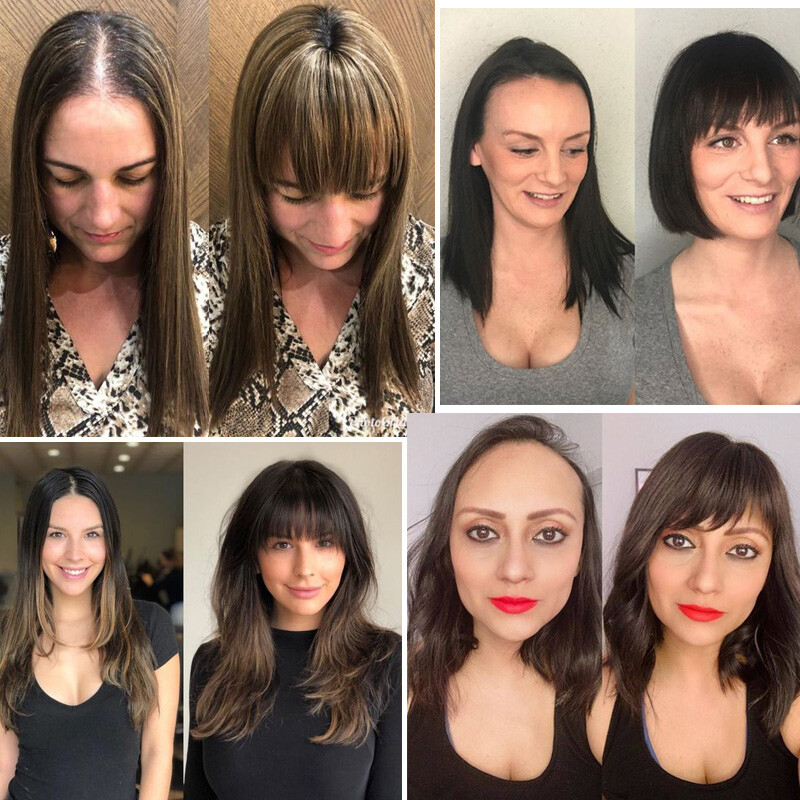 Natural Clip In Human Hair Topper Hairpiece Toupee Wigs Bangs For Thinning Hair