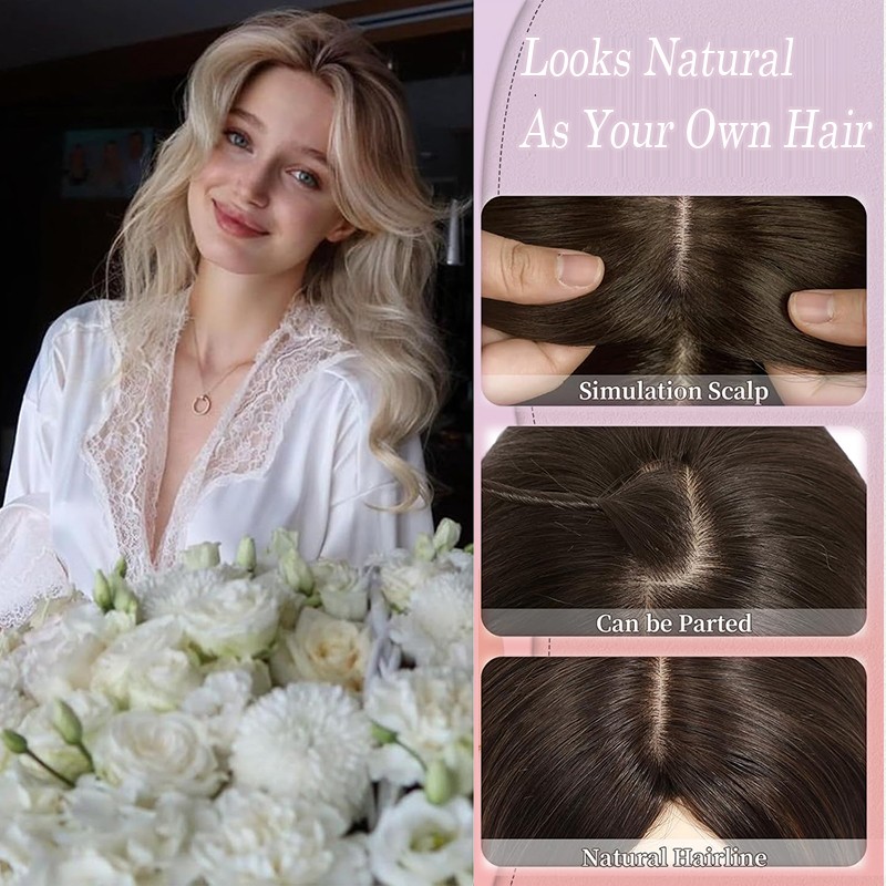 100%Real as Human Hair Topper Toupee Clip in Extension Silk Hairpiece 6″x6″ Lace