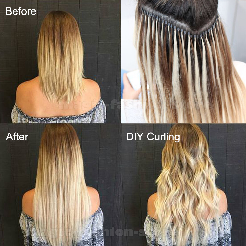 Balayage Keratin Nail U Tip Remy Human Hair Extensions Pre Bonded Fusion 1G L005