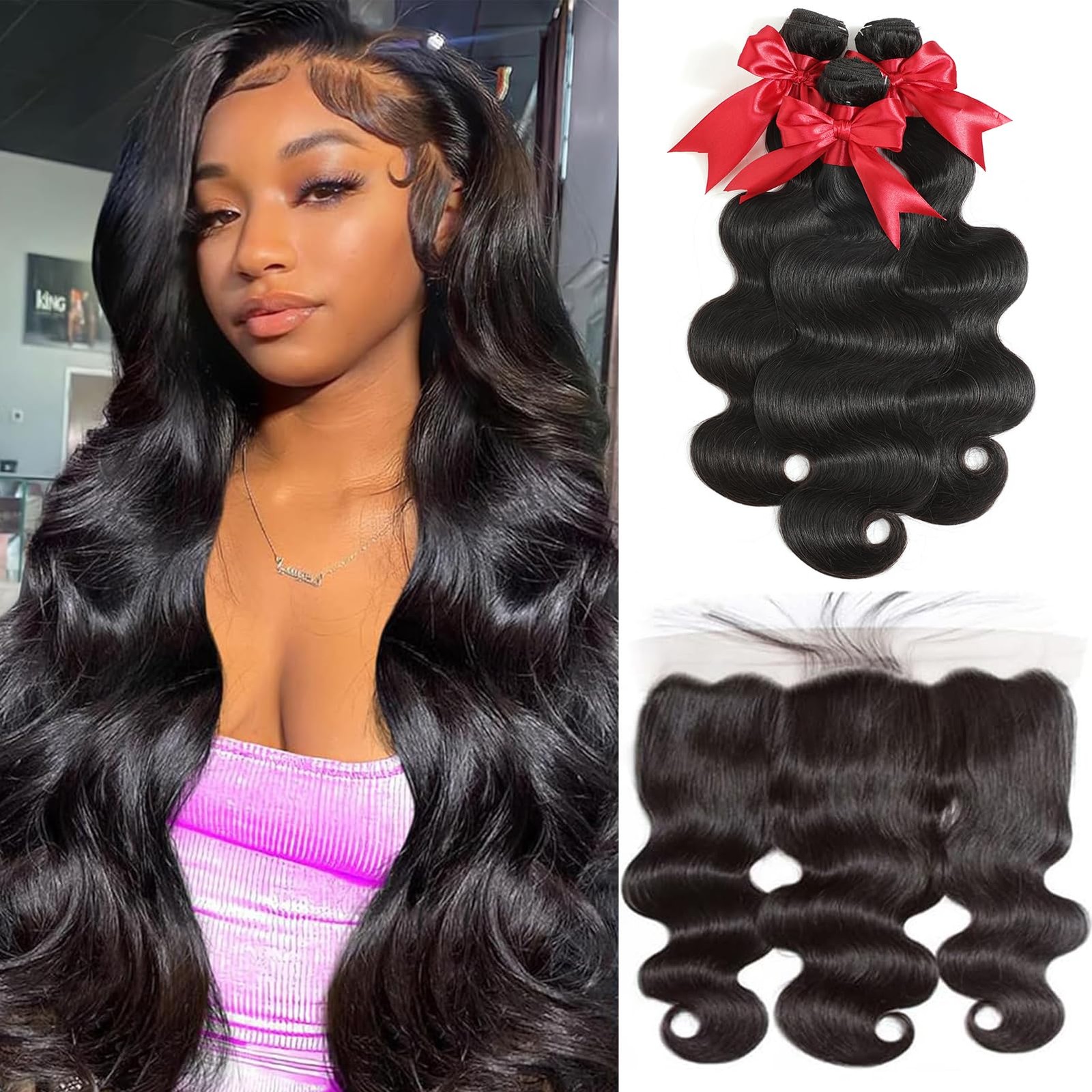 Jarama 12A Body Wave Bundles Frontal Human Hair 14 16 1812 Inch Brazilian