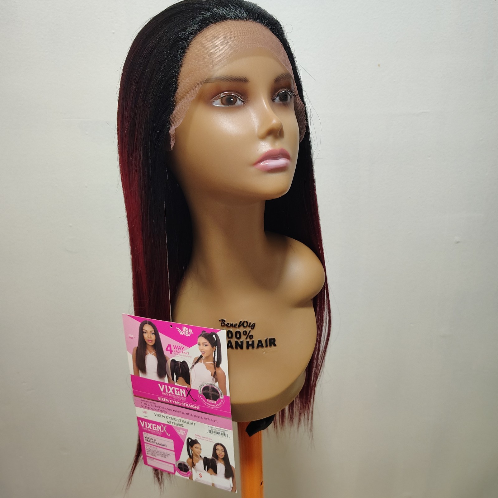 It’s a Wig! Straight Burgundy Black 4 Way Lace Part Wig 24in for Women Fashion