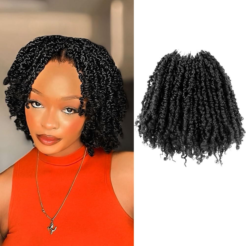 8 Inch 10 Packs Yanky Twist Crochet Hair Pre-Twisted Natural Black Kinky Mini