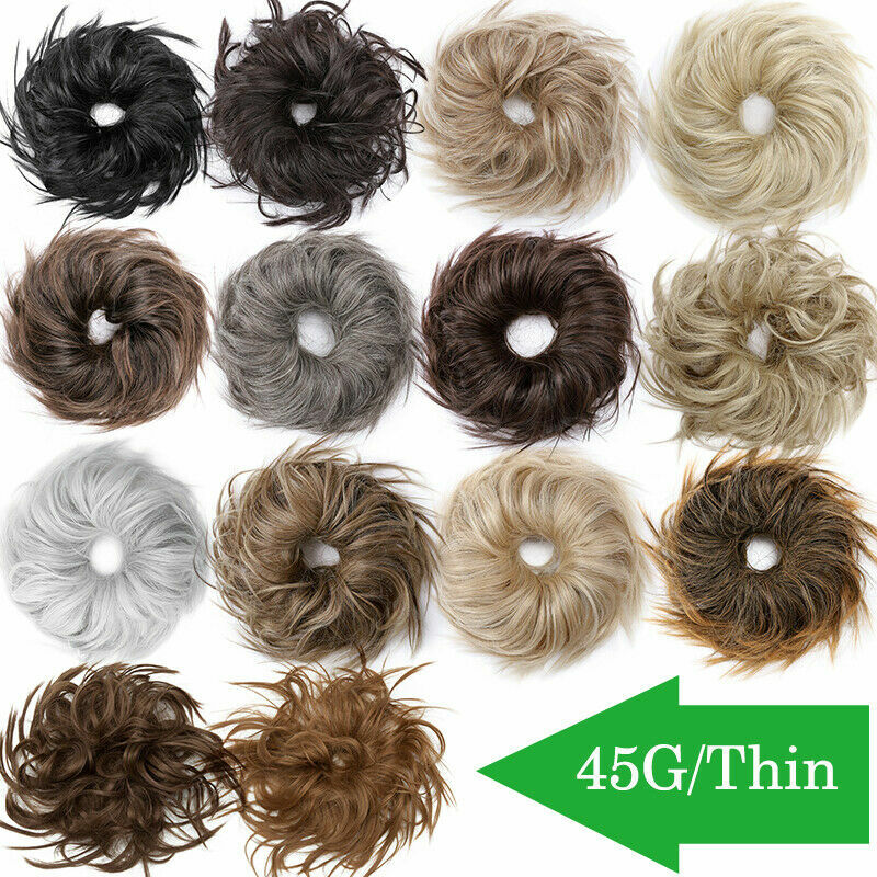 Curly Messy Bun Hair Piece Scrunchie Updo Wrap on Cover Hair Extensions As Human