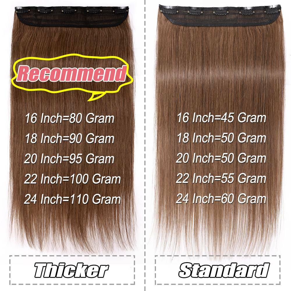 Thick 100% Real Remy Human Hair Extensions One Piece Clip In 3/4 Full Head Weft