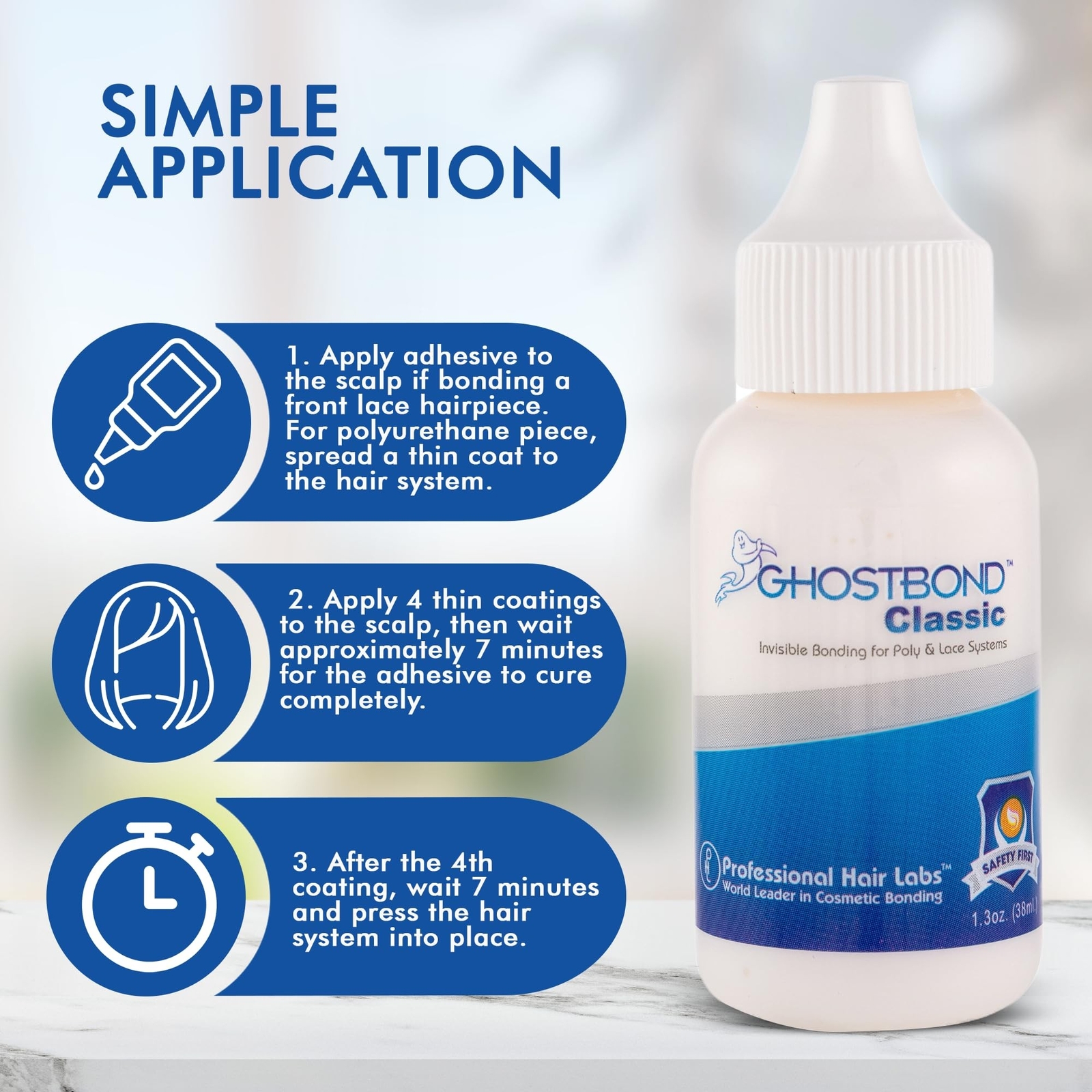Ghost Bond | Lace Wig Adhesive | Hair Glue (1.3oz) White 1.3 Ounce (Pack of 1)