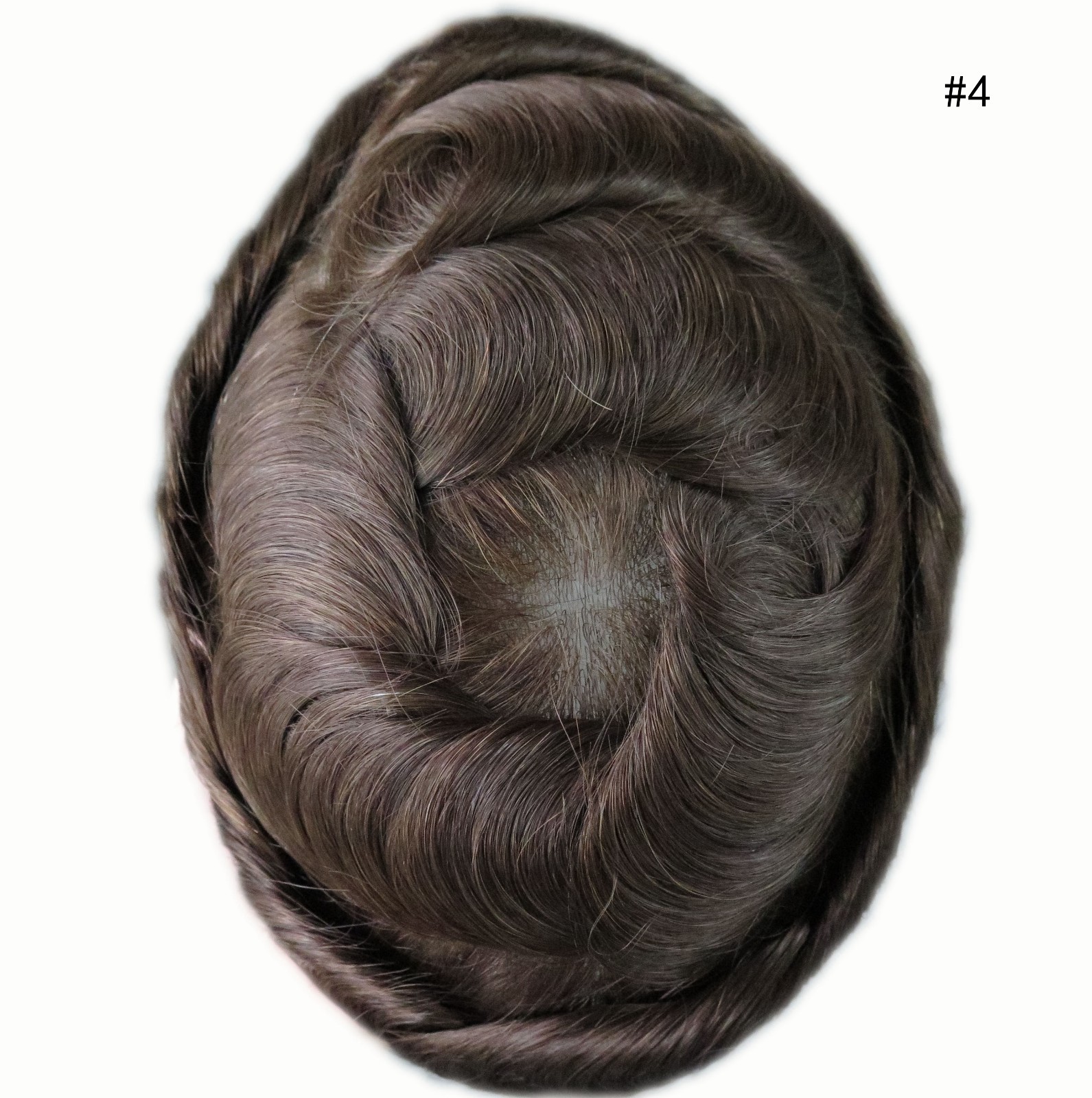 Mens Toupee Human Hair Piece Ultra Thin Skin Knotted Men Hair Replacement System