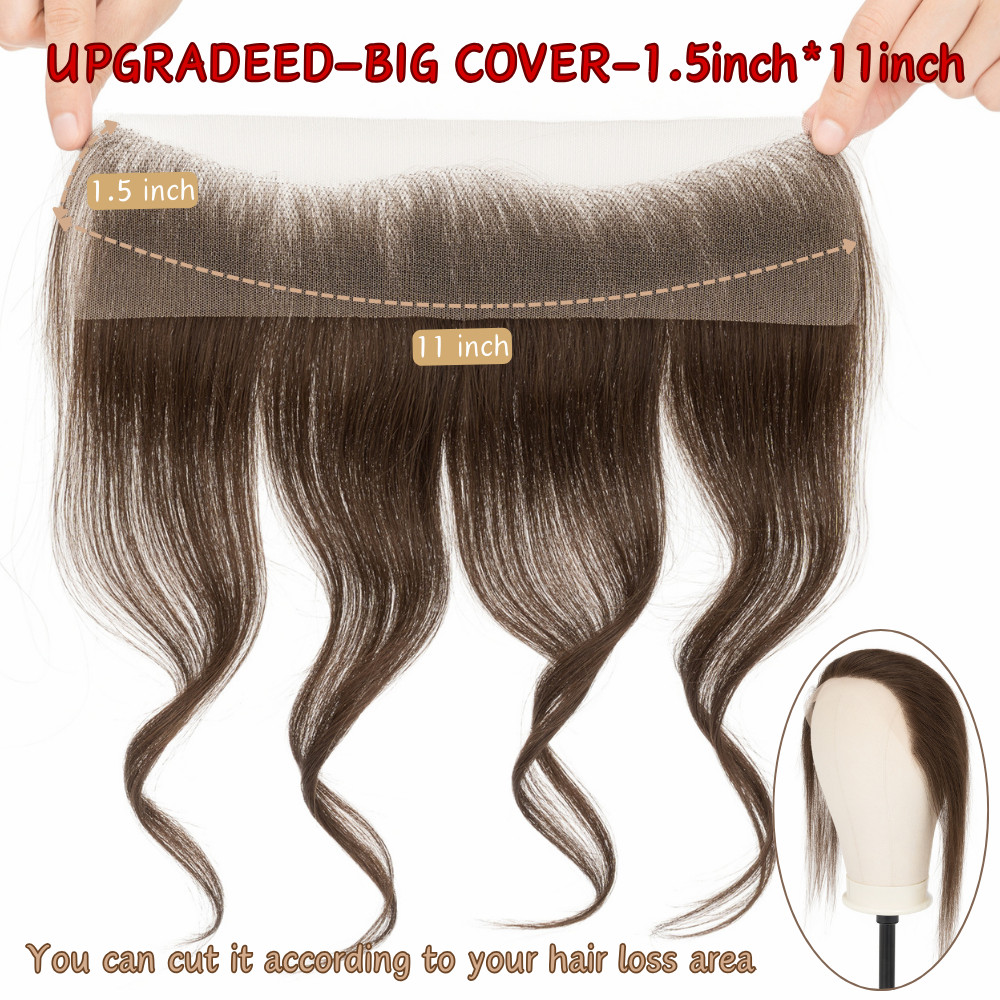 Hand-Tied Front Hairline Human Hair Patches Hairpiece Topper Full Lace For Women