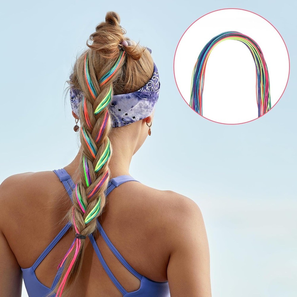 4Pcs 24″ Colored Braiding Hair Extensions +24Pcs Multi-color Hair Rope for Women