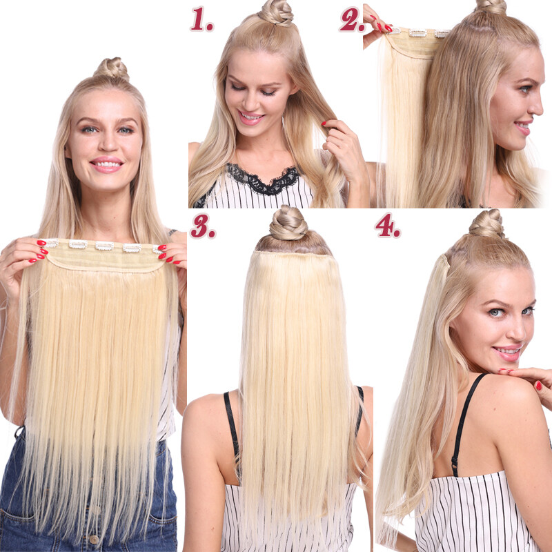 Real Remy Hair 3/4 Full head One Piece Clip in Human Hair Extensions 16in-24in