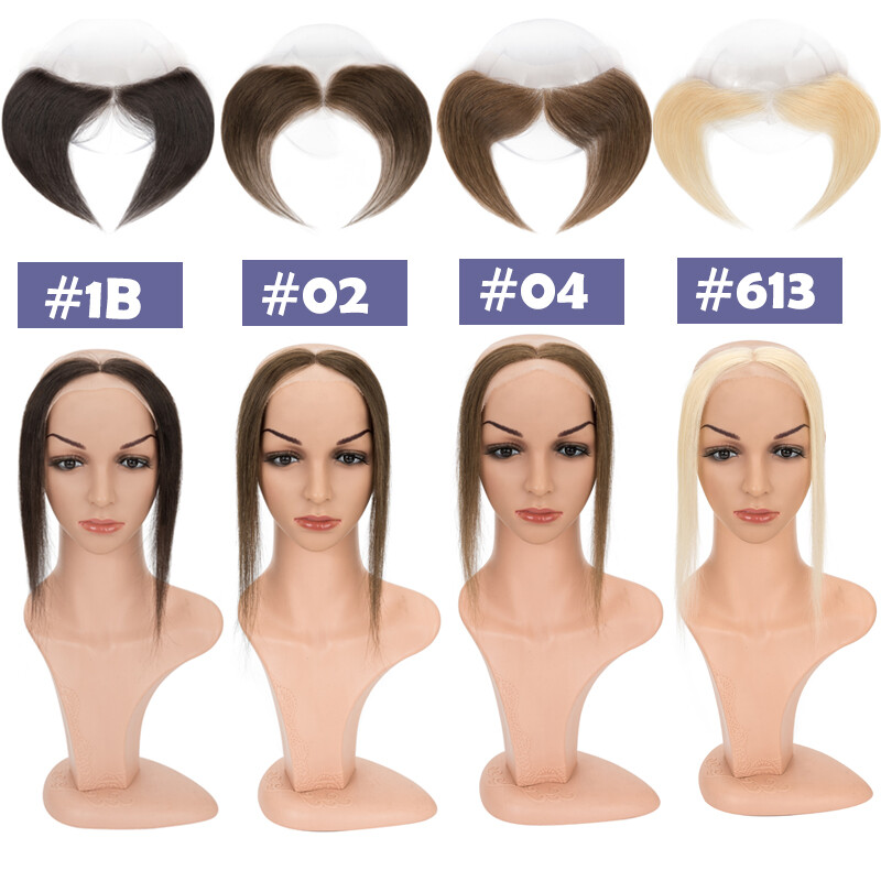 Women Topper REMY 100 Human Hair Toupee Forehead Hairline Lace Base Skin Thin 8A