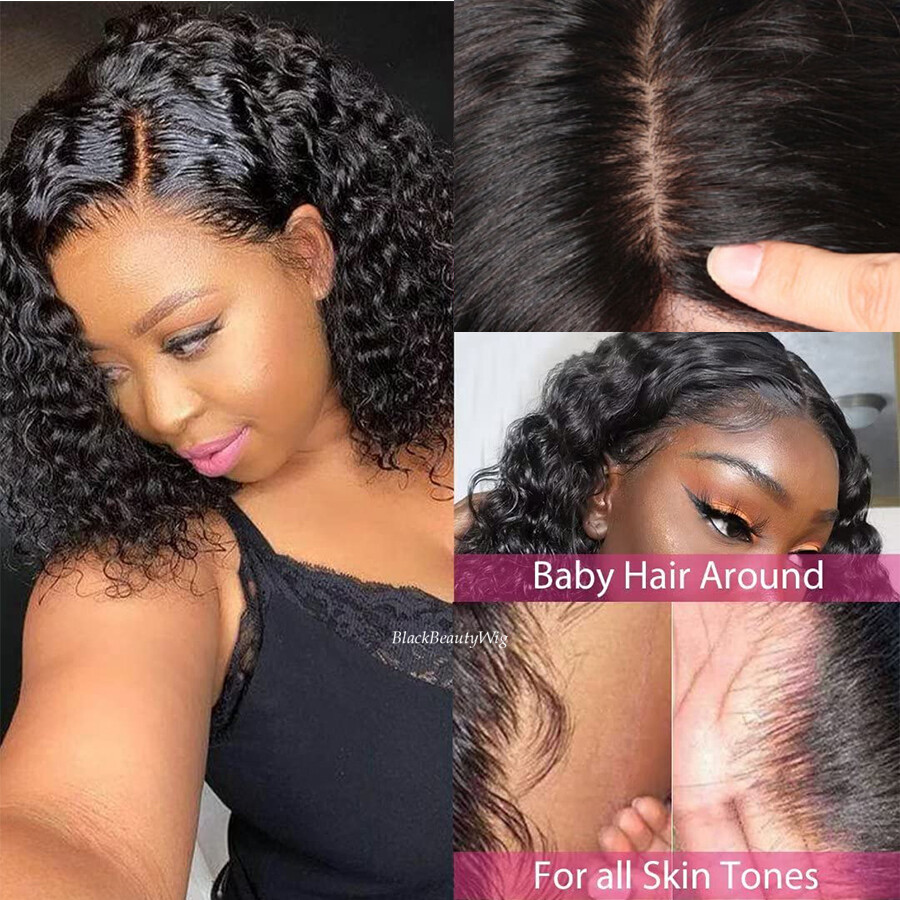 5×5 Silk Top Full Lace Human Hair Wig Short Curly Pre Plucked Silk Base Lace Wig
