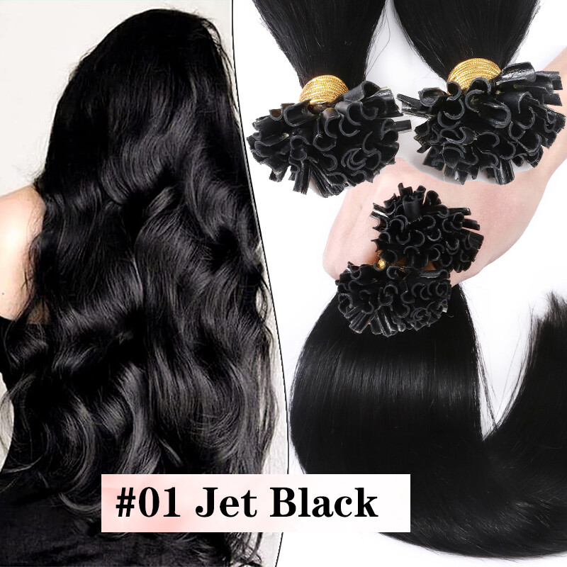NAIL U TIP HAIR 100% Real Human Hair Extensions Hot Glue Fusion Pre-Bonding Hair