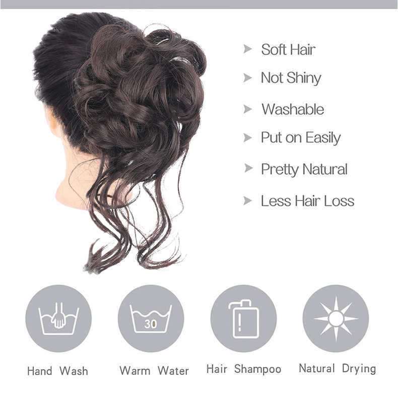Curly Messy Bun Hair Piece Scrunchie Updo Thick Hair Extensions Real As Human US
