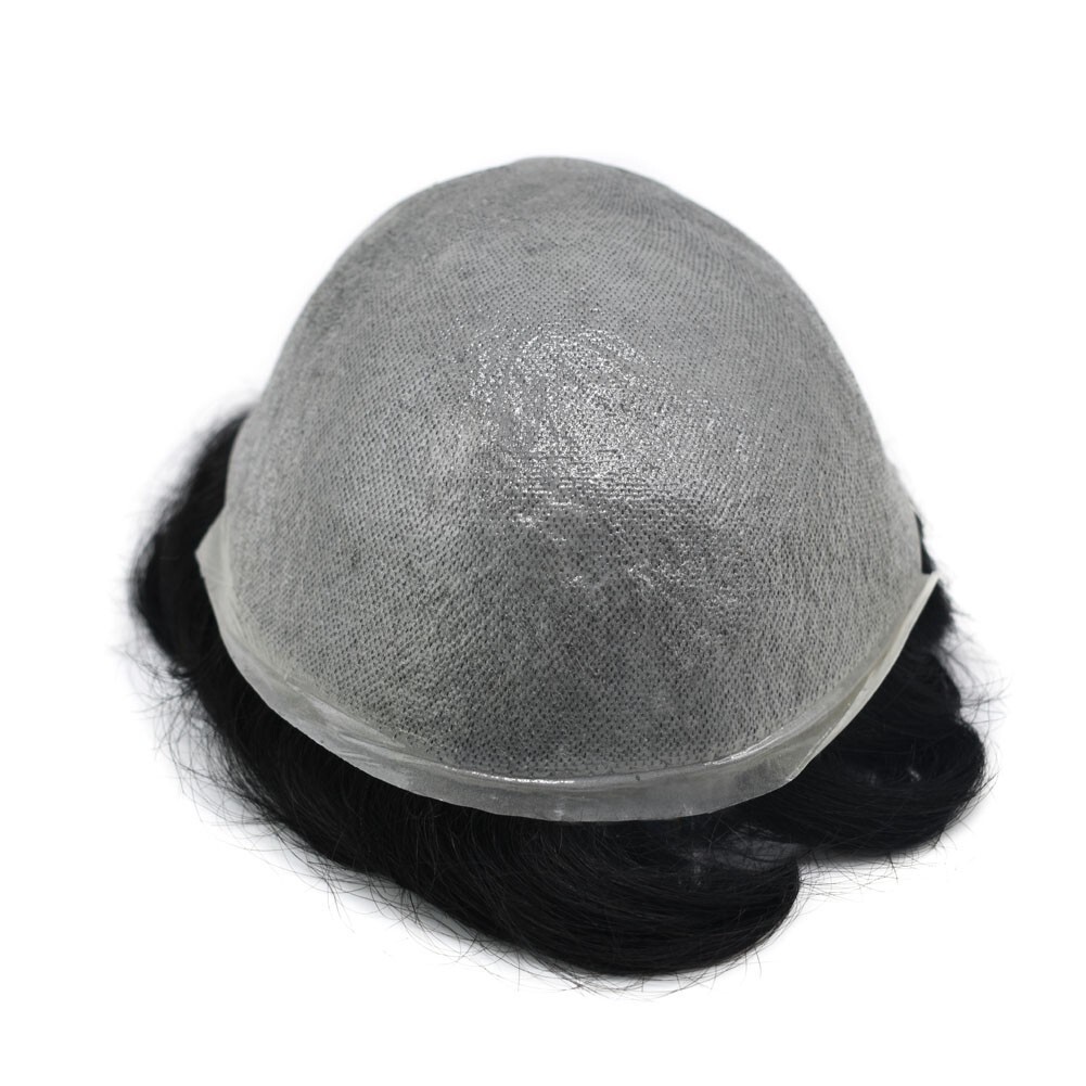 Mens Toupee Ultra Thin Skin Hair Replacement System Invisible V-Loop Hair Piece