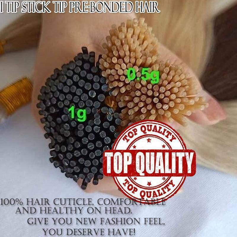 Super Pre Ponded Stick I Tip On 100% Remy Human Hair Extensions 1g/s 0.5g Blonde