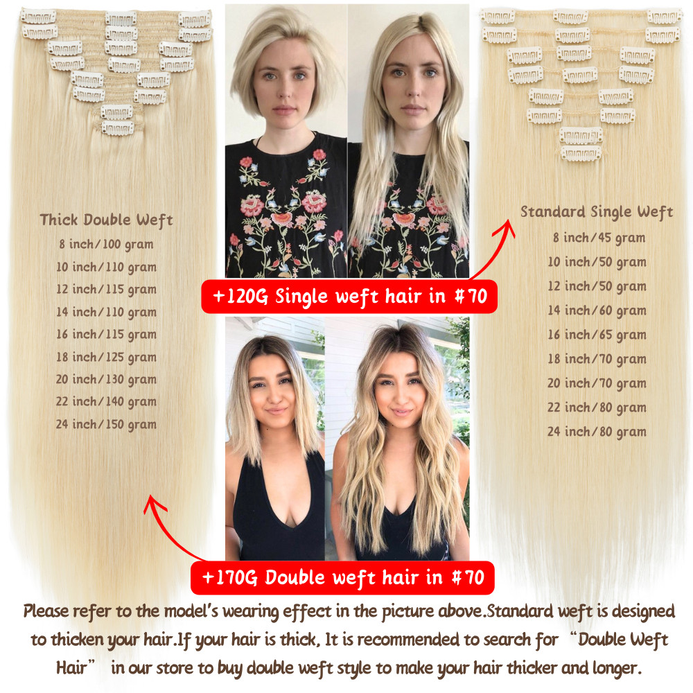 On Sale 100% Real Human Hair Clip in soft Remy Full Head Hair Extensions HQ390