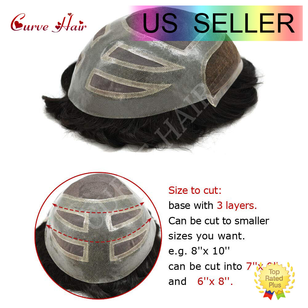Mens Hair Piece Human Hair Replacement System Lace Front Mens Toupee Hair Units