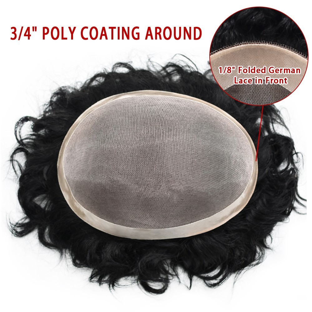 Afro Toupee for Black Men Durable Mono Afro Weave Kinky Curly Mens Wig Hair Unit