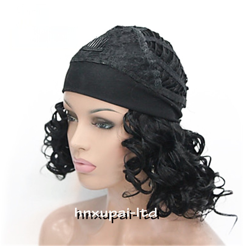 Women Spiral Curls Fluffy 3/4 Half Full Wig Headband Natural Hair Blonde Wigs