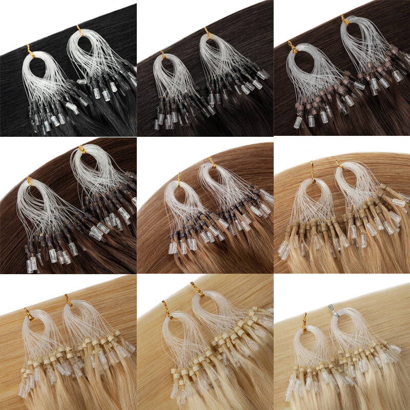 Thick 100G Easy Micro Loop Ring Remy Human Hair Extensions Beads I Tip Brown USA