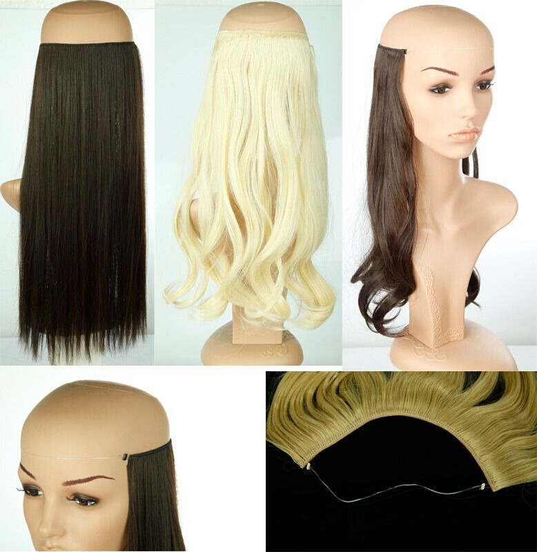 Elastic Wire Hair Extensions Headband Invisible Wire Real Secret Long 140g Ah