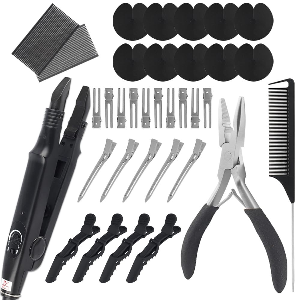 Hair Extension Connector Kit Keratin Bonding Iron 10Pcs Fusion Heat Shield K …