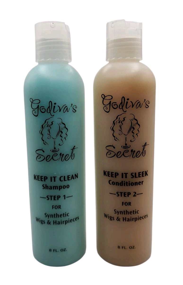 New Godiva’s Secret Shampoo & Conditioner Set For Synthetic Wigs 8 oz Full Size