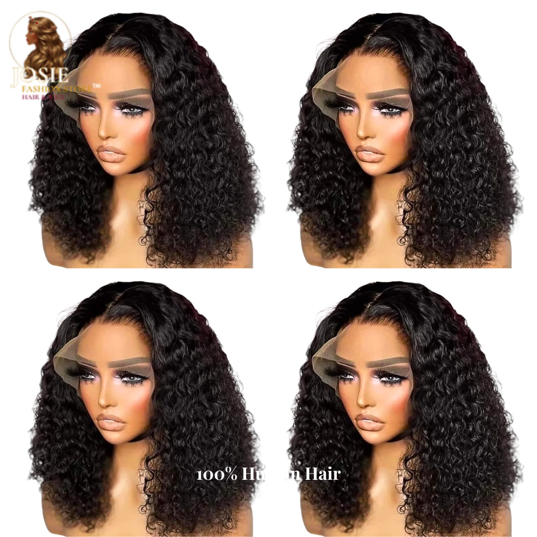 10″ Jerry Curl Lace Front Wig 100% Human Hair Short Affordable Glueless