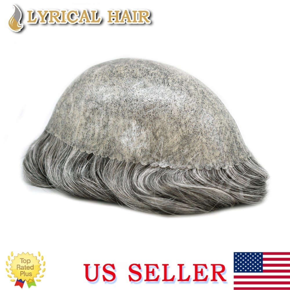 All PU Mens Toupee Real Human Hair Injected Durable Skin Hair Replacement System