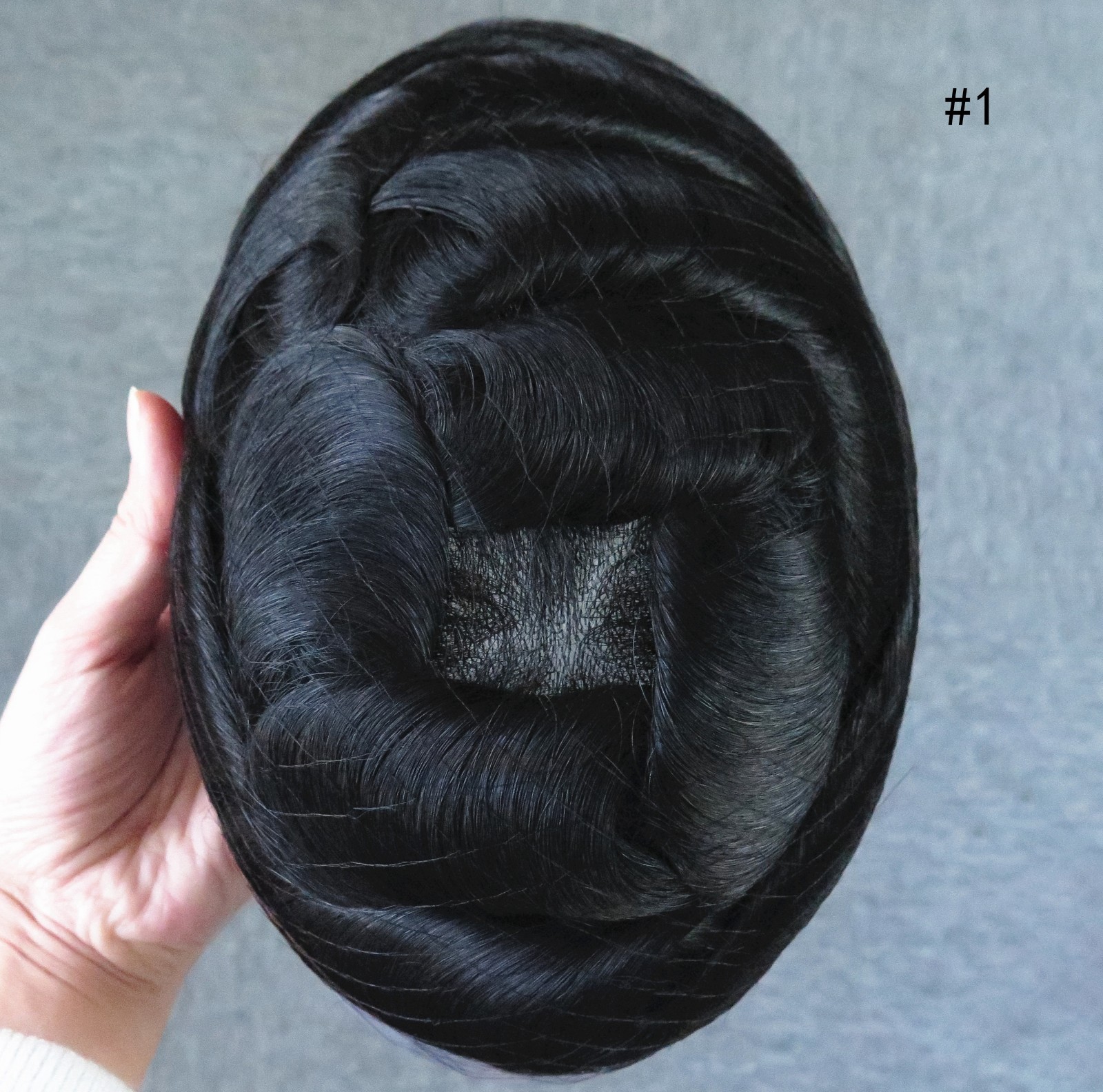 Mens Toupee Human Hair Piece Ultra Thin Skin Knotted Men Hair Replacement System