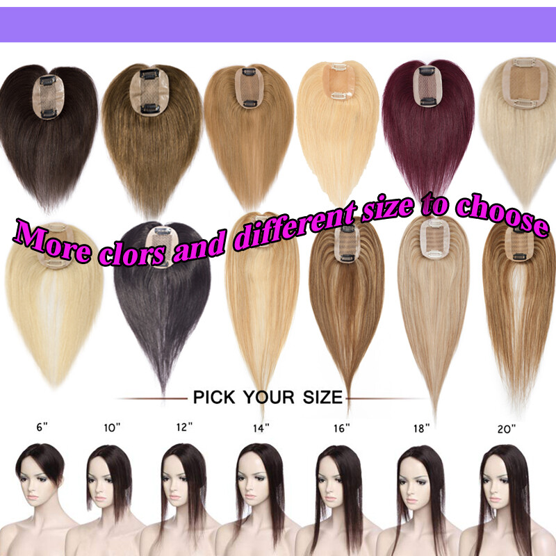 Mono Base 100% Remy Human Hair Topper With Bangs Clip In Top Hairpiece For Women