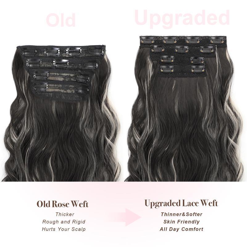 4 Pieces Clip In Hair Extensions Real Thick Full Head Hair 100% Natural as Human