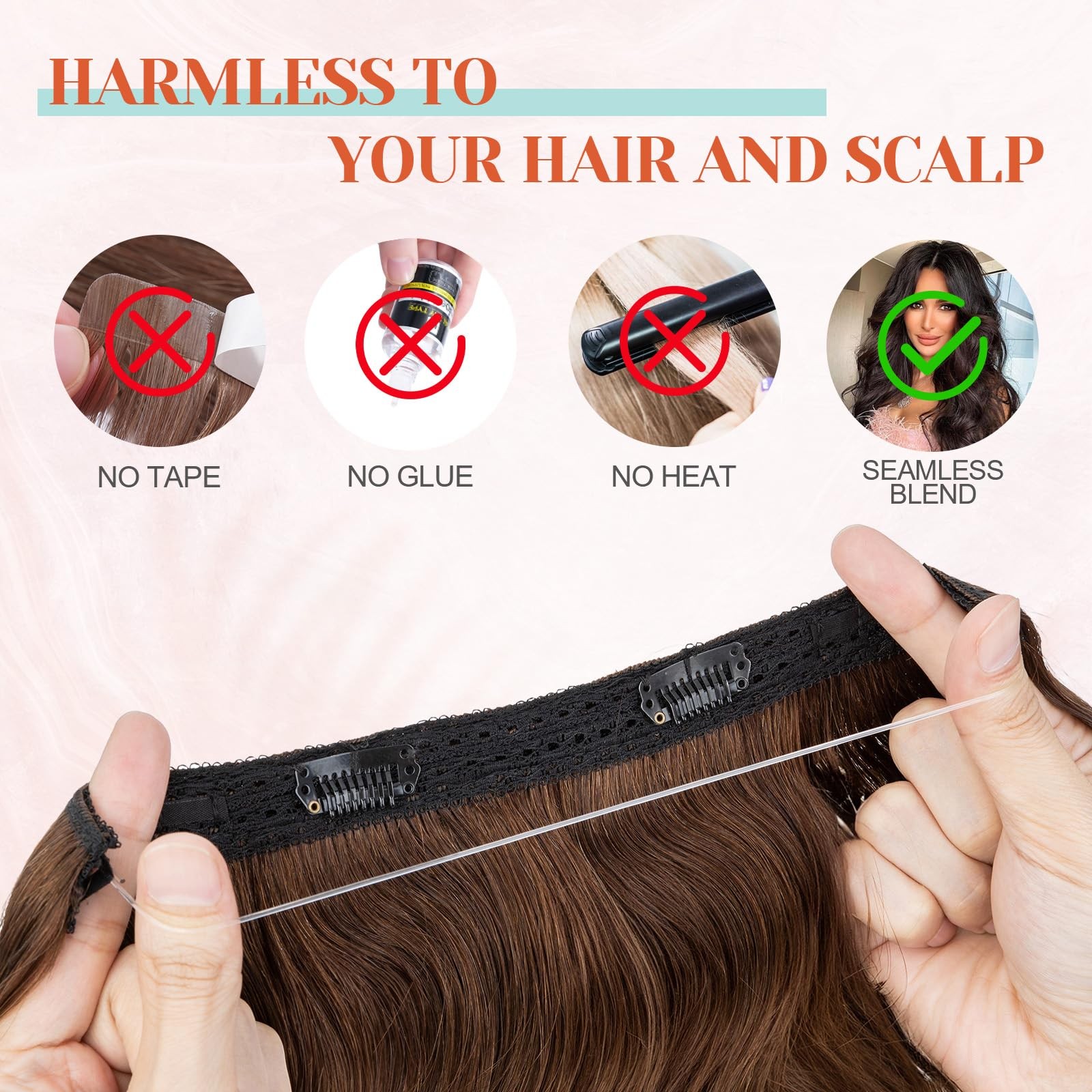 Benehair Halo Hair Extensions Real Human Hair Brown Halo Hair Extension 100