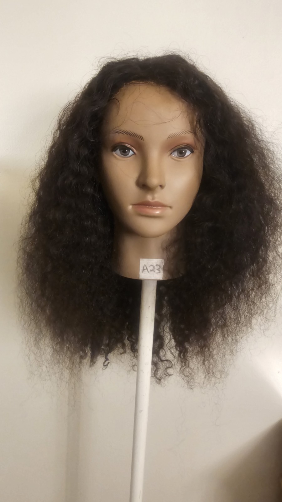 High Quality regular Top Black 20″ curly 100% Virgin Human Hair Lace Wig