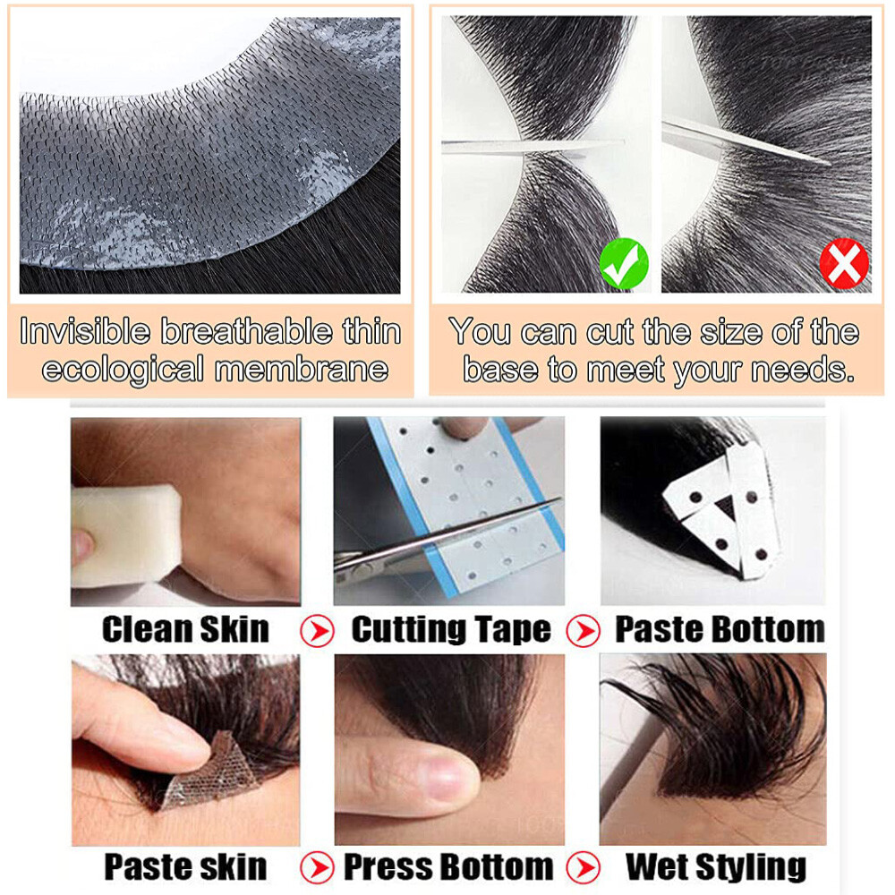 Natural Forehead Hairline Thin Skin PU Toupee Topper Men Human Hair Hairpiece 9A