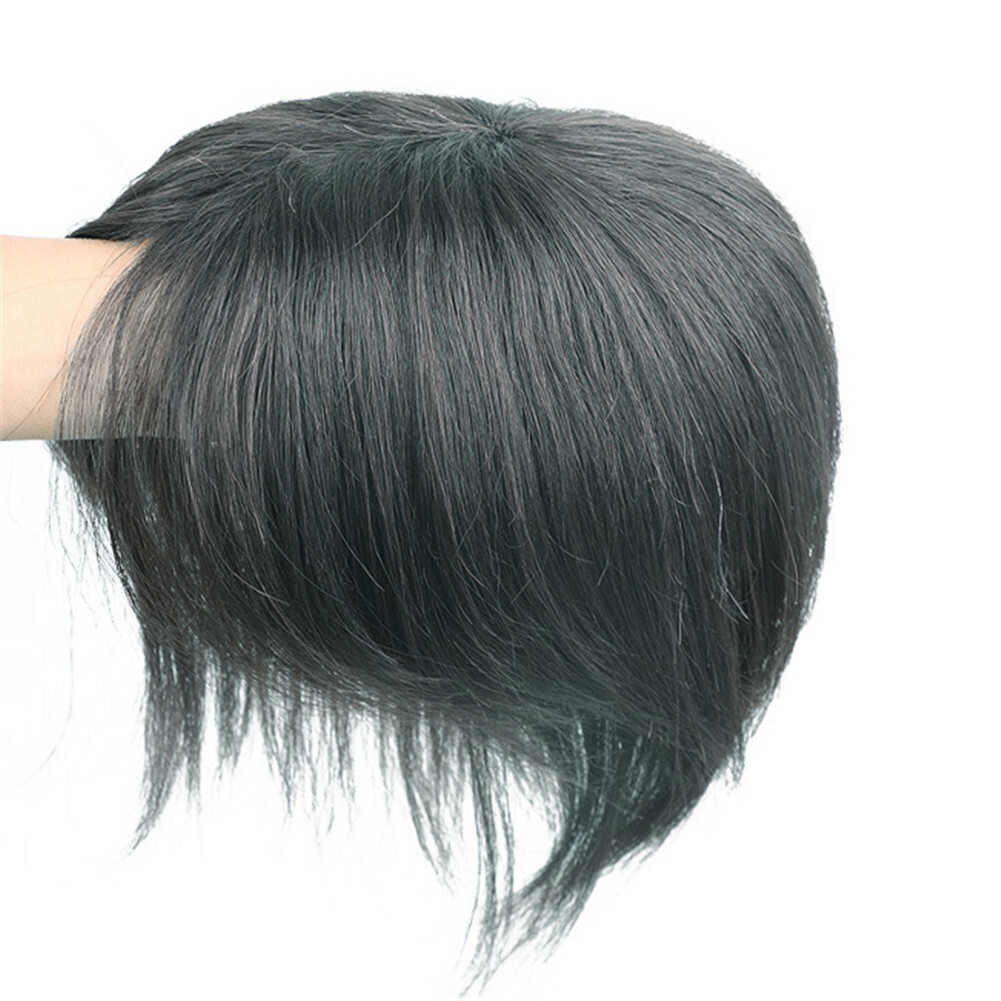 US-100% Real Human Hair Topper Toupee Clip Hairpiece Bangs Bob Top Wig For Women