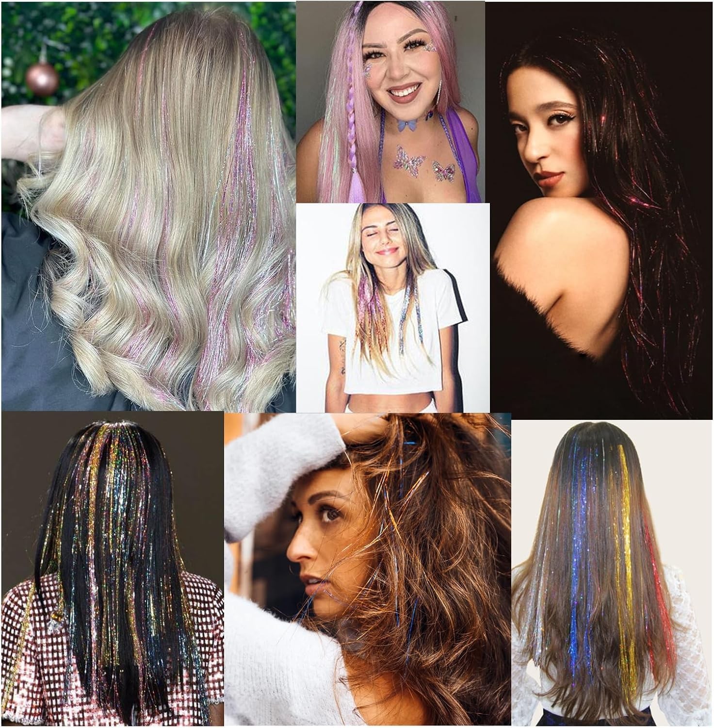 Hair Tinsel Kit with Tools, 16 Colors 3200 Strands 48 Inch, Multicolor