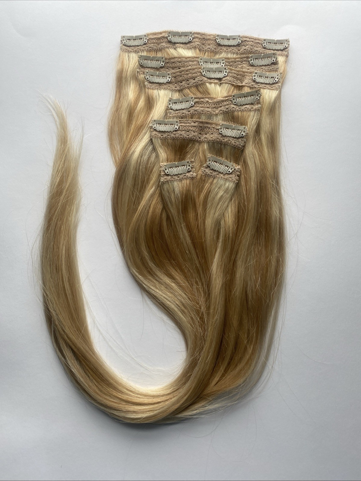 Dalise 24″ Clip In Human Hair Extensions Dirty Blonde Bleach Highlight 7pc 120g